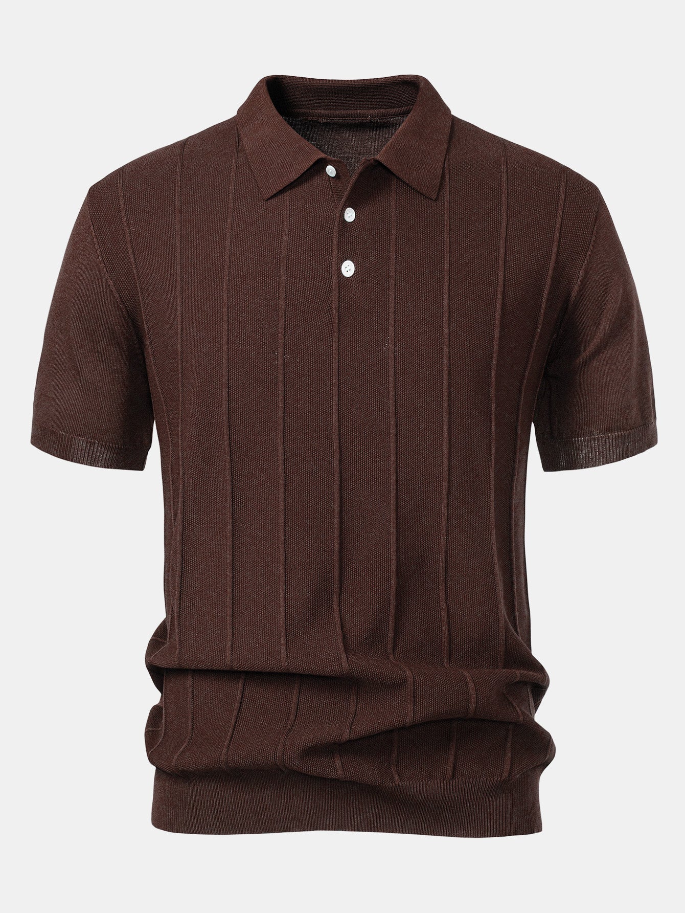 Stripe Jacquard Knit Polo Shirt - Naturzy