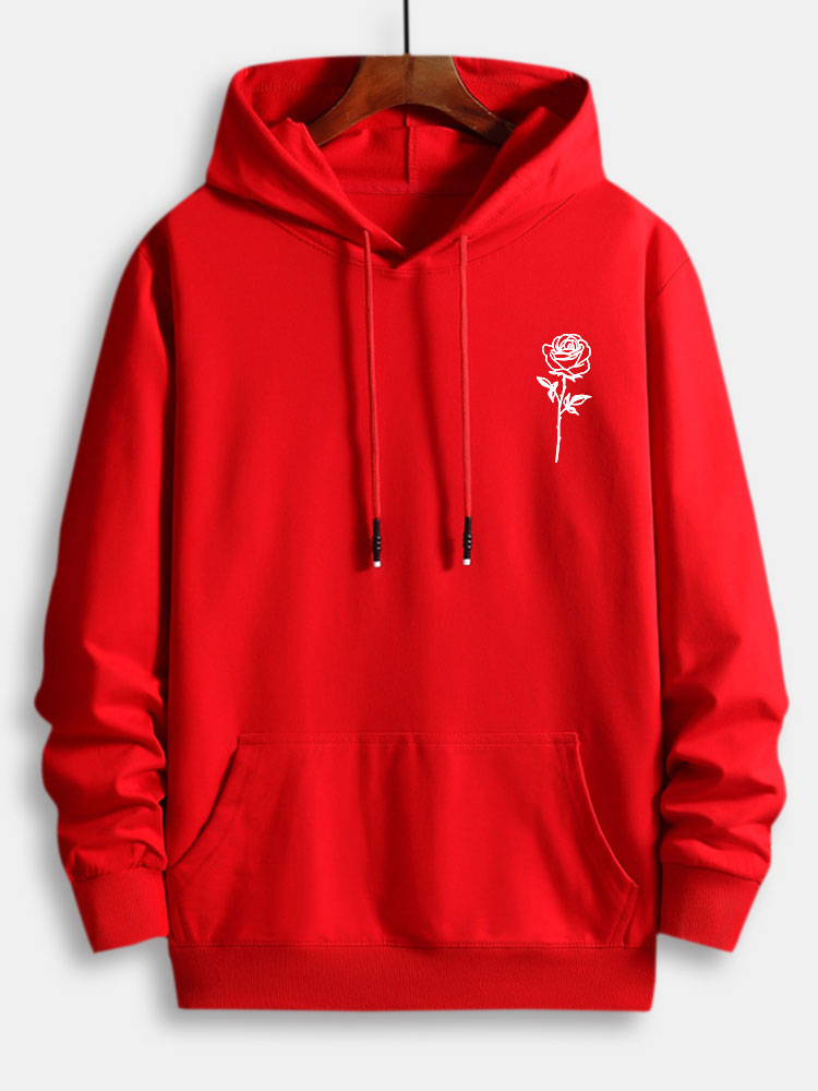 Rose Print Cotton Hoodie - Naturzy