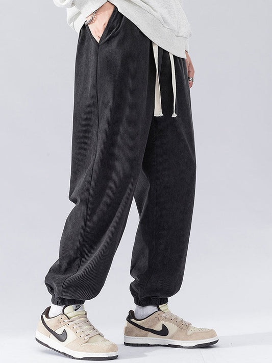 Drawstring Corduroy Joggers - Naturzy