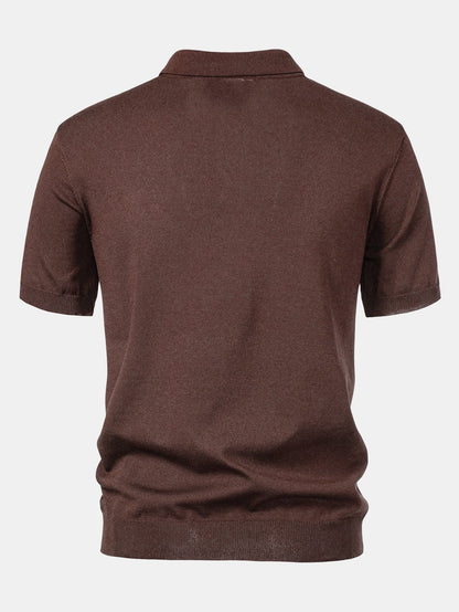 Stripe Jacquard Knit Polo Shirt - Naturzy