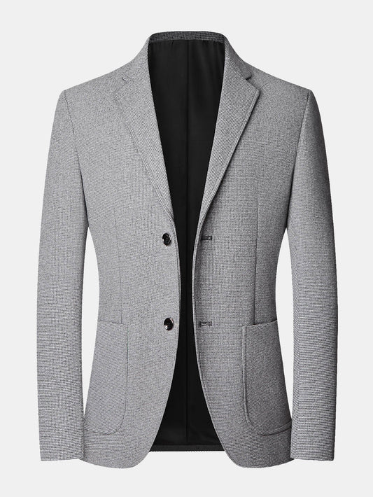 Wool Look Fine Check Blazer - Naturzy