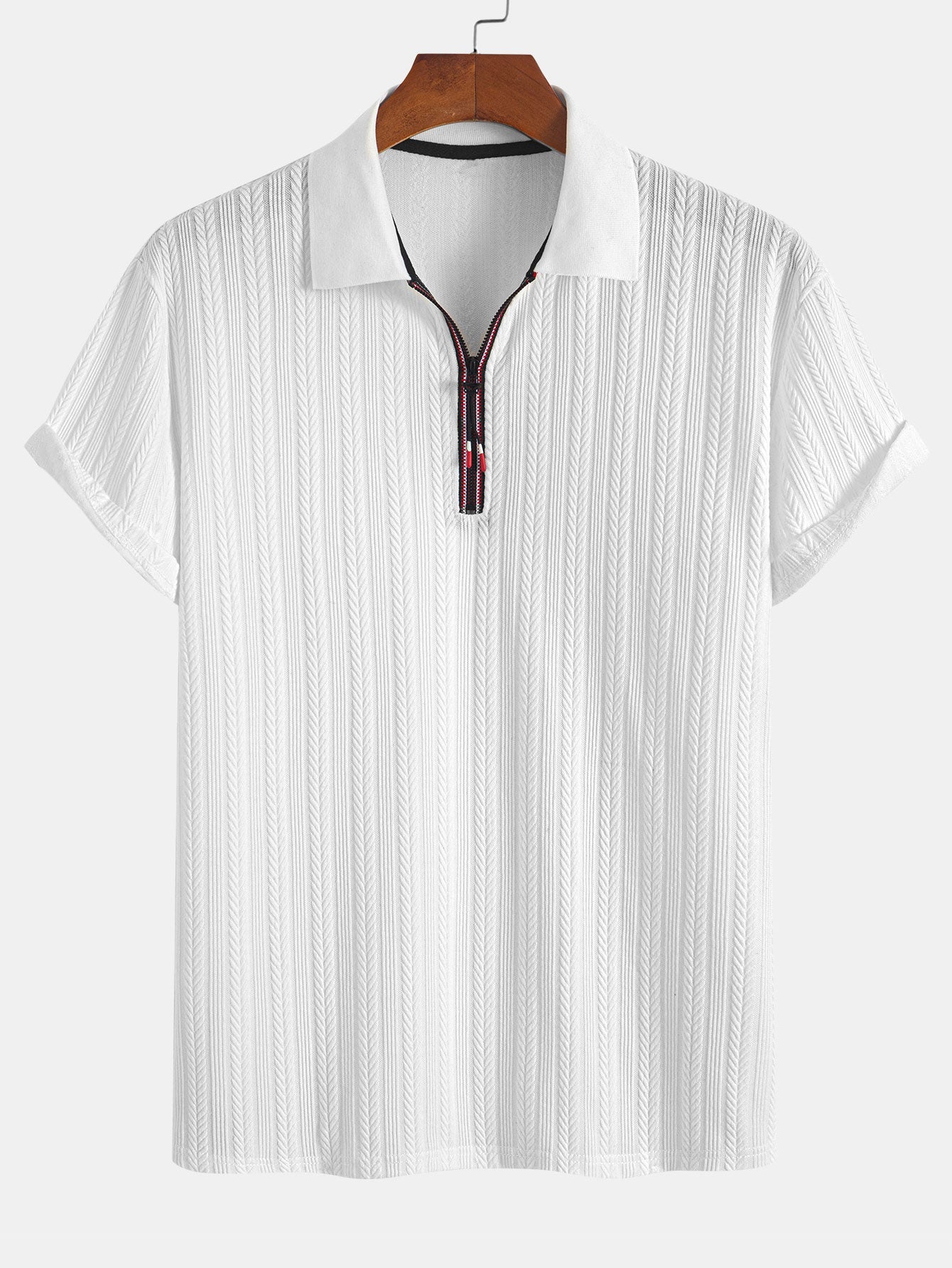 Textured Zipper Polo - Naturzy