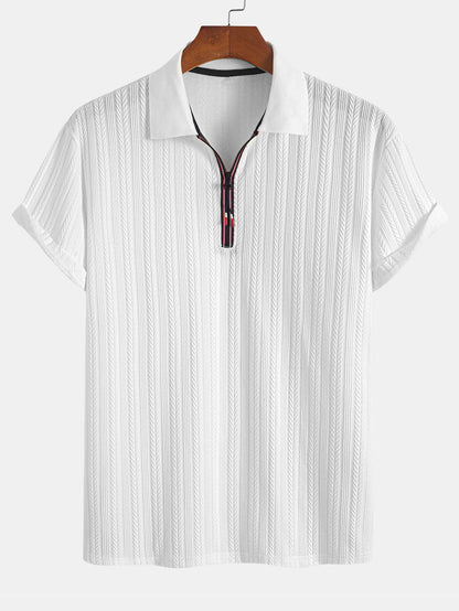 Textured Zipper Polo - Naturzy