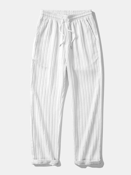 Drawstring Textured Pants - Naturzy
