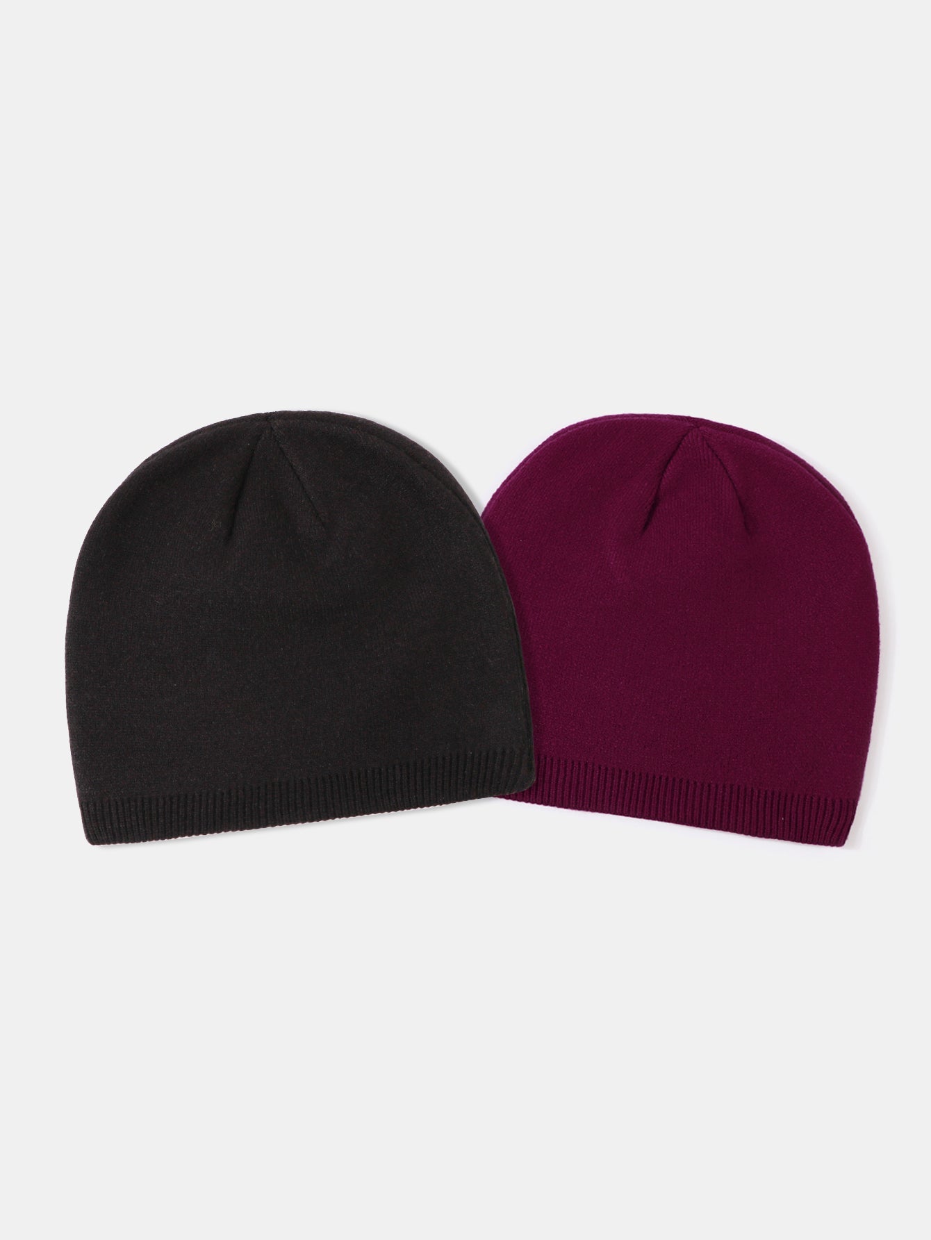 2 Pieces Solid Color Outdoor Cycling Warm Knit Beanie Hat - Naturzy