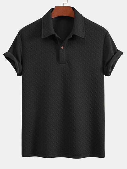 Short Sleeved Jacquard Textured Polo - Naturzy