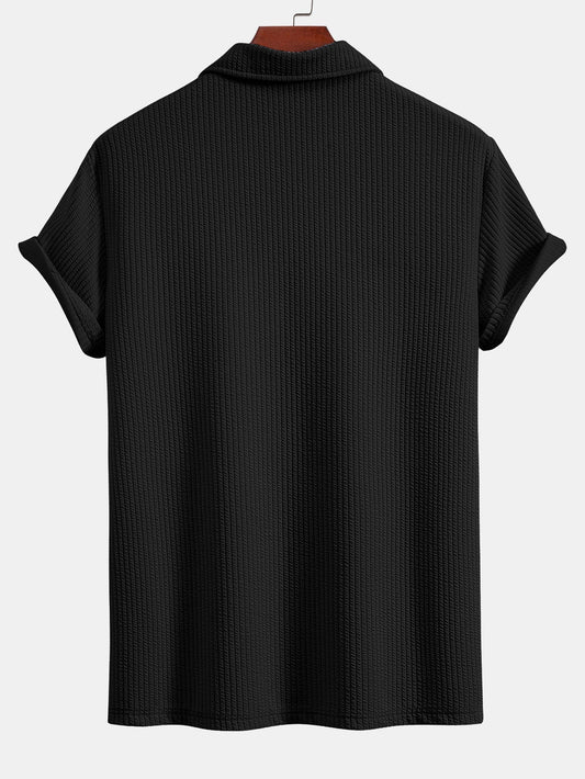 Short Sleeved V-Neck Ribbed Polo - Naturzy