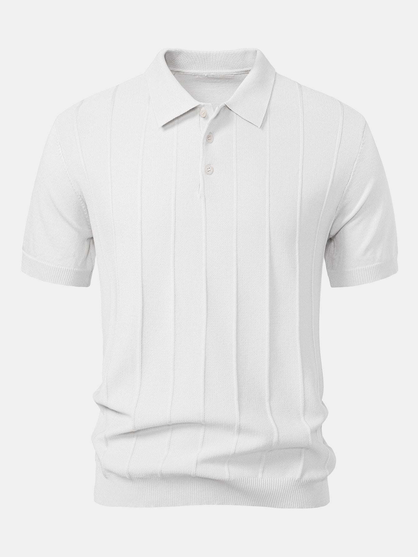 Stripe Jacquard Knit Polo Shirt - Naturzy