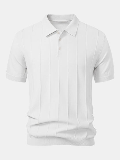 Stripe Jacquard Knit Polo Shirt - Naturzy