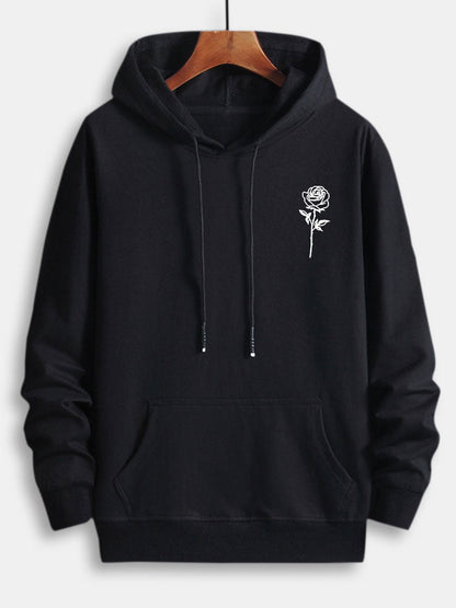Rose Print Cotton Hoodie - Naturzy