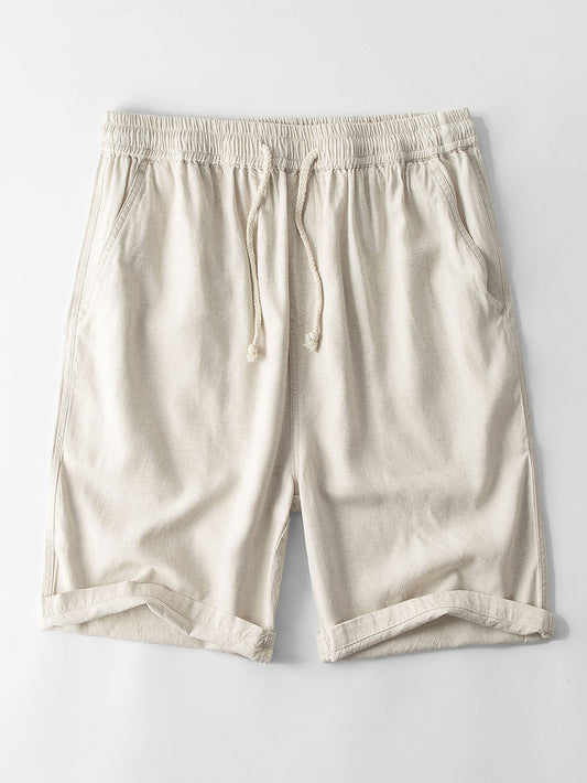 Linen And Cotton Blend 11" Shorts - Naturzy
