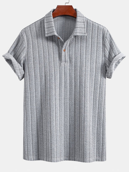 Wheat Ear Jacquard Polo Shirt - Naturzy