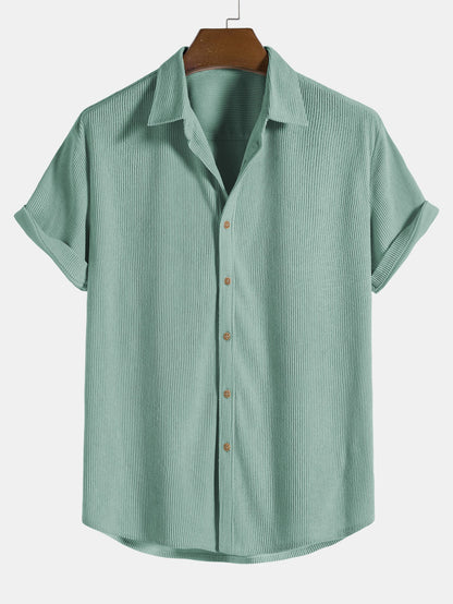 Corduroy Button Up Short Sleeved Shirt - Naturzy