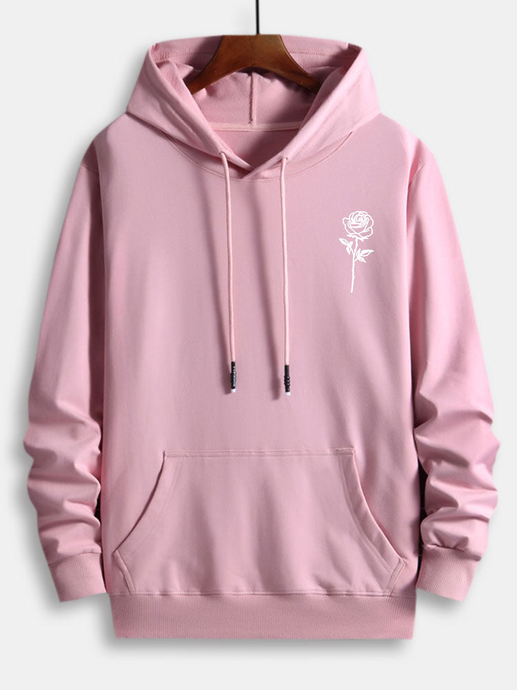Rose Print Cotton Hoodie - Naturzy