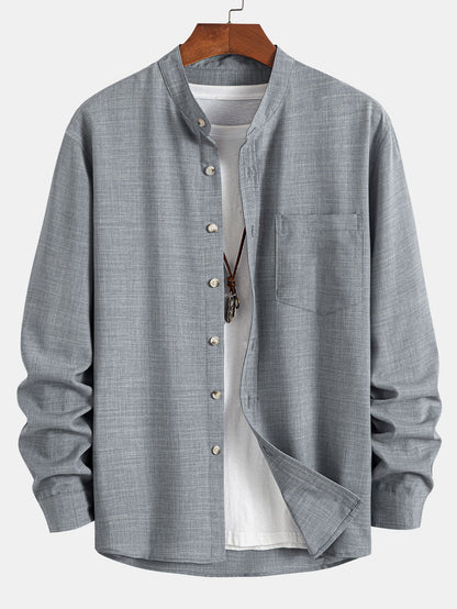 Long Sleeve Stand Collar Shirt - Naturzy