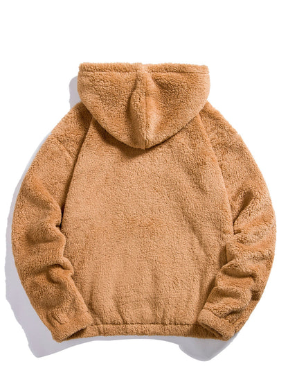 Bear Embroidered Patch Teddy Hoodie - Naturzy