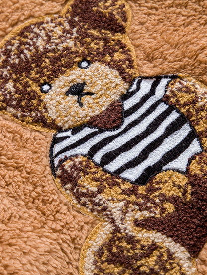 Bear Embroidered Patch Teddy Hoodie - Naturzy