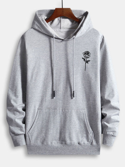 Rose Print Cotton Hoodie - Naturzy