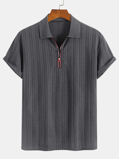 Textured Zipper Polo - Naturzy