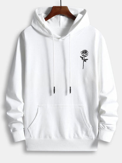 Rose Print Cotton Hoodie - Naturzy