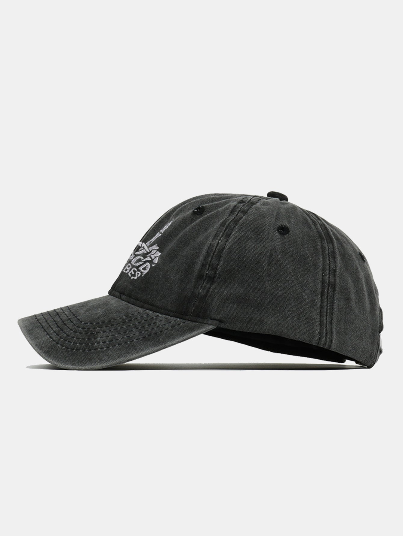 Skull Embroidery Pattern Vintage Distressed Washable Baseball Cap - Naturzy