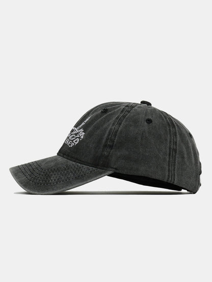 Skull Embroidery Pattern Vintage Distressed Washable Baseball Cap - Naturzy