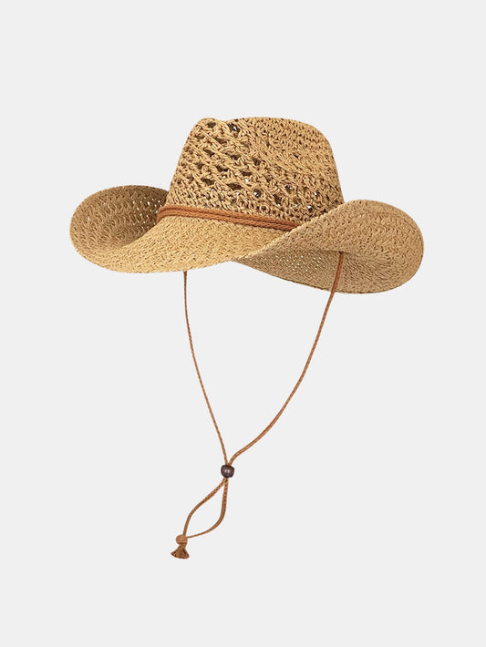 Outdoor Beach Sun Protection Western Cowboy Style Straw Hat - Naturzy
