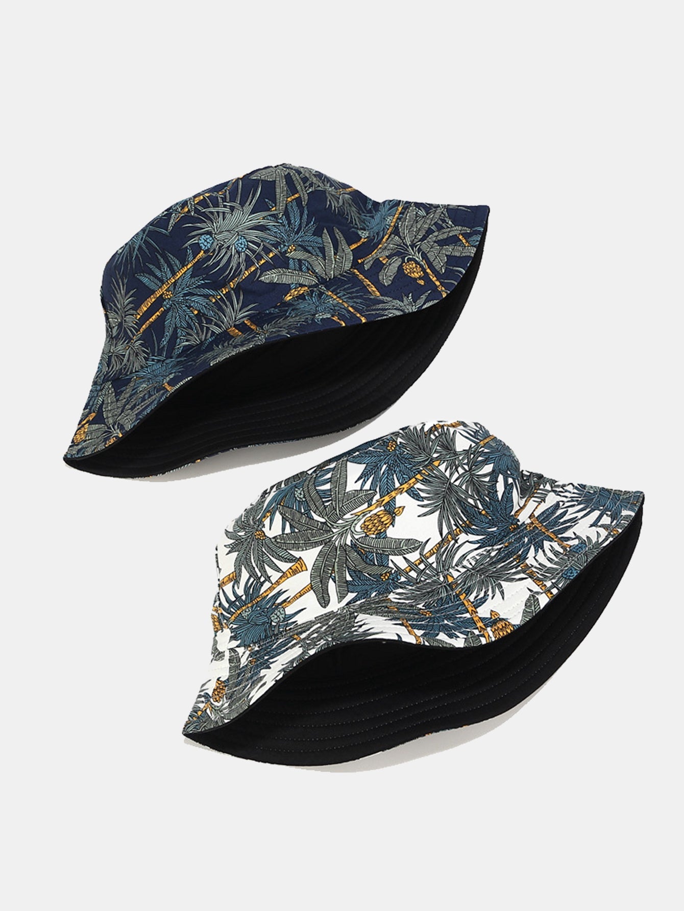 Double Side Reversible Palm Tree Pattern Bucket Hat - Naturzy