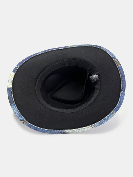 Contrast Denim Western Cowboy Hat - Naturzy
