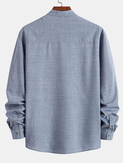 Long Sleeve Stand Collar Shirt - Naturzy