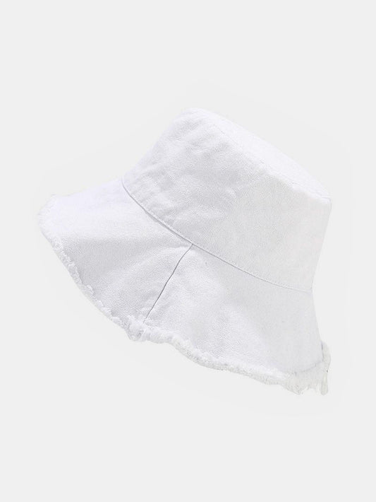 Solid Washed Cotton Frayed Bucket Hat - Naturzy