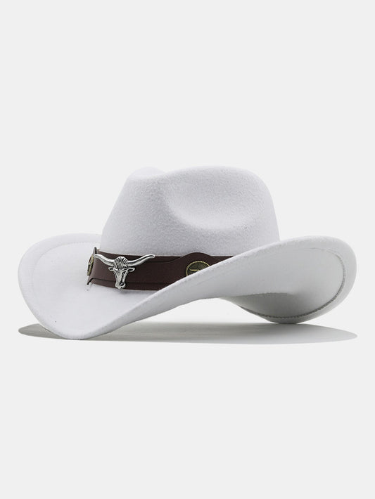 Bull Adorned Bohemian Felt Cowboy Hat - Naturzy