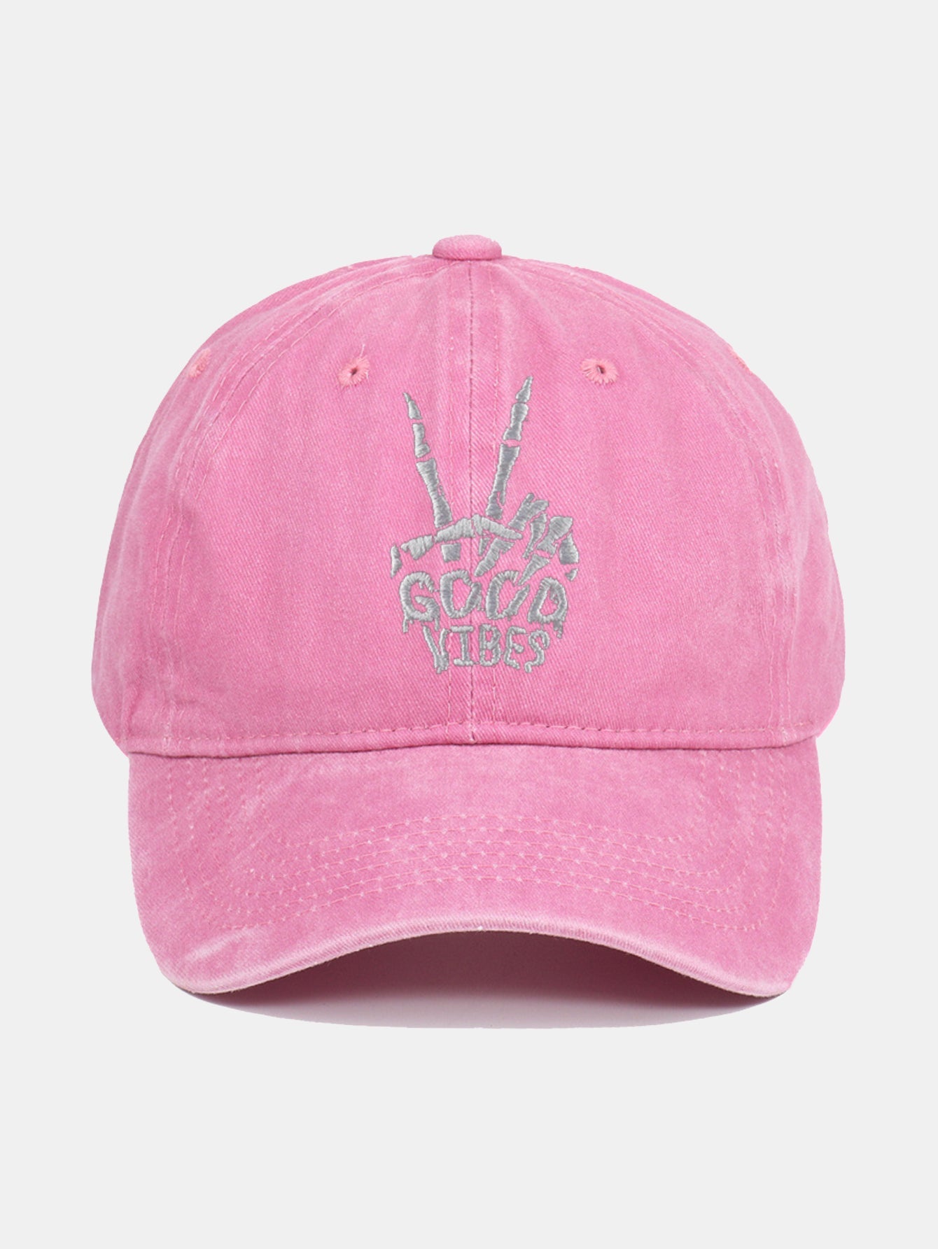 Skull Embroidery Pattern Vintage Distressed Washable Baseball Cap - Naturzy