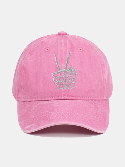 Skull Embroidery Pattern Vintage Distressed Washable Baseball Cap - Naturzy