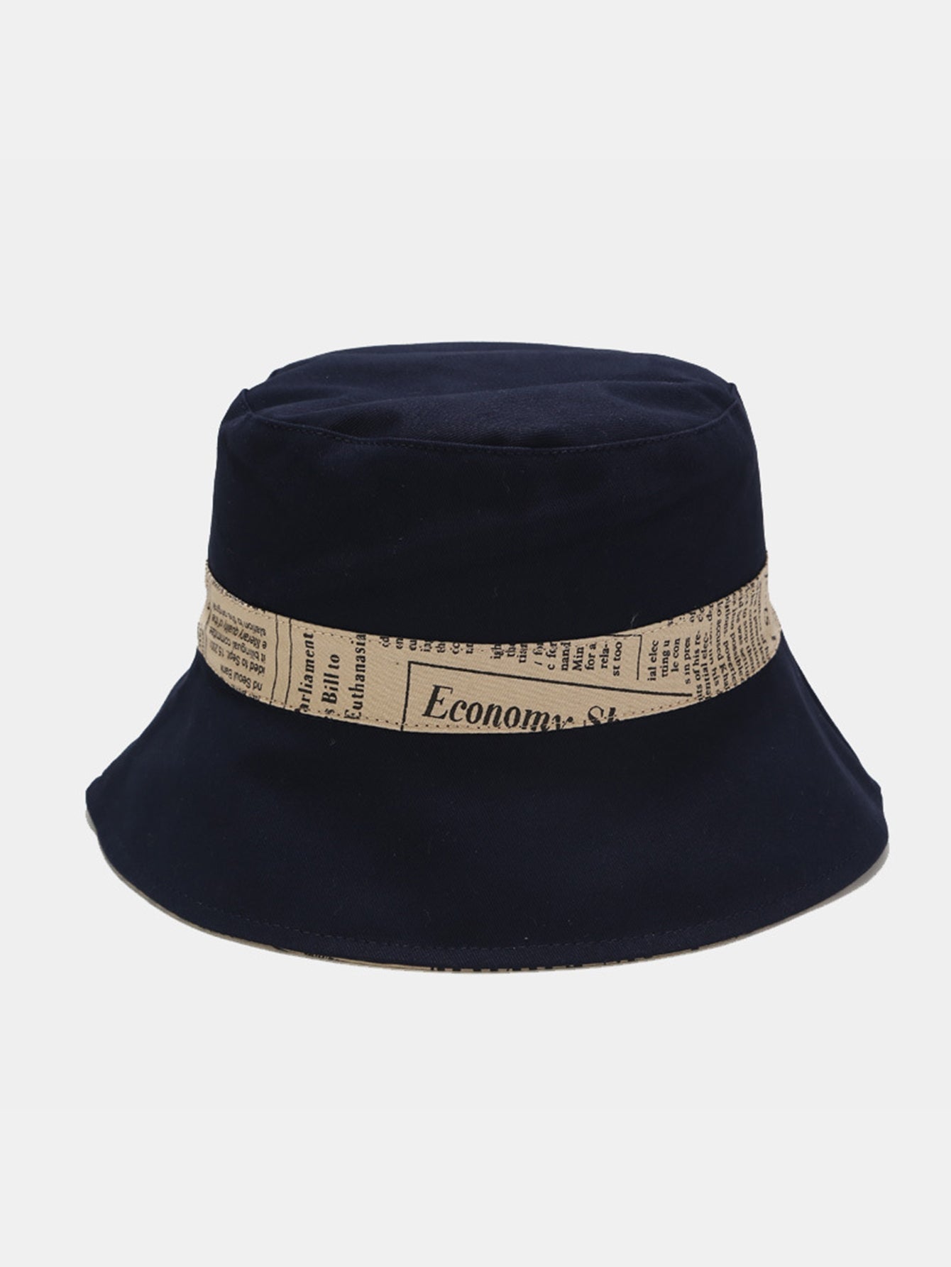 Newspaper Print Double Side Reversible Bucket Hat - Naturzy