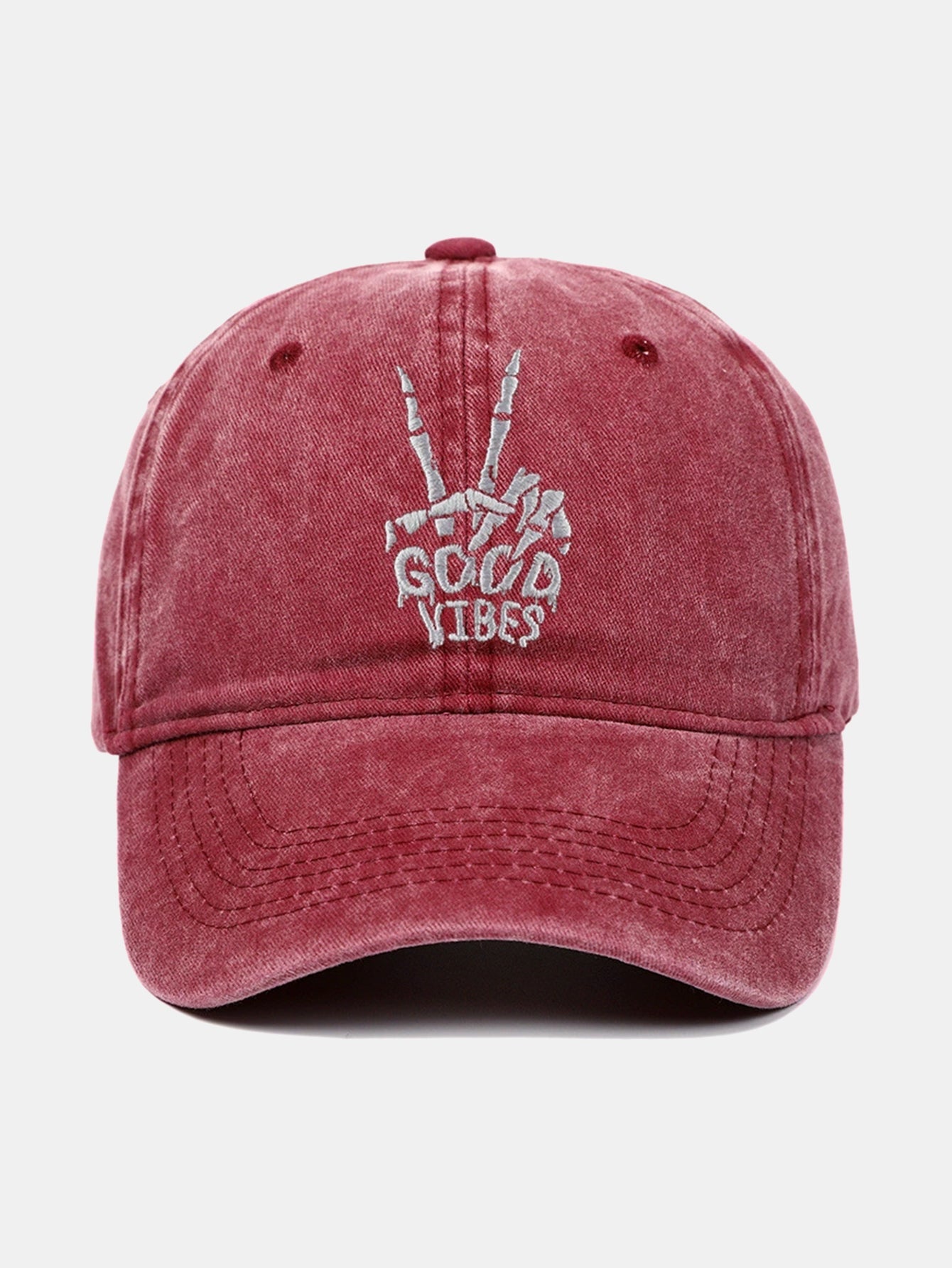 Skull Embroidery Pattern Vintage Distressed Washable Baseball Cap - Naturzy