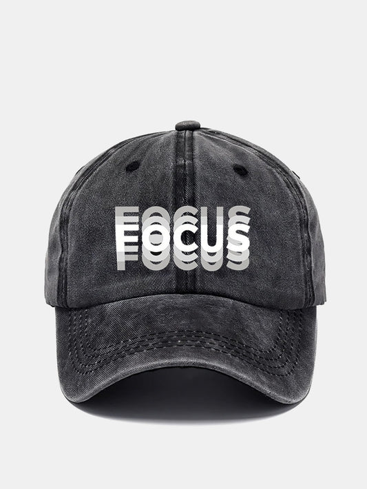 Focus Print Gradient Effect Washed Baseball Cap - Naturzy