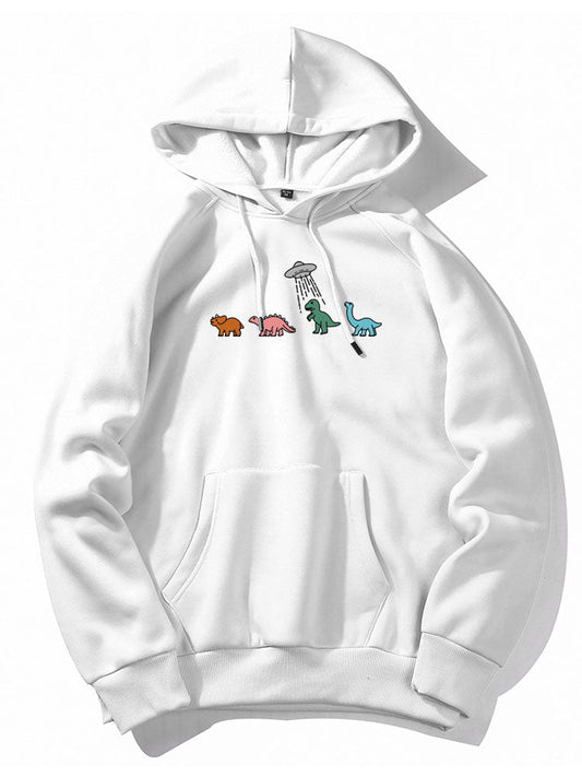 Cartoon Dinosaur Print Hoodie - Naturzy