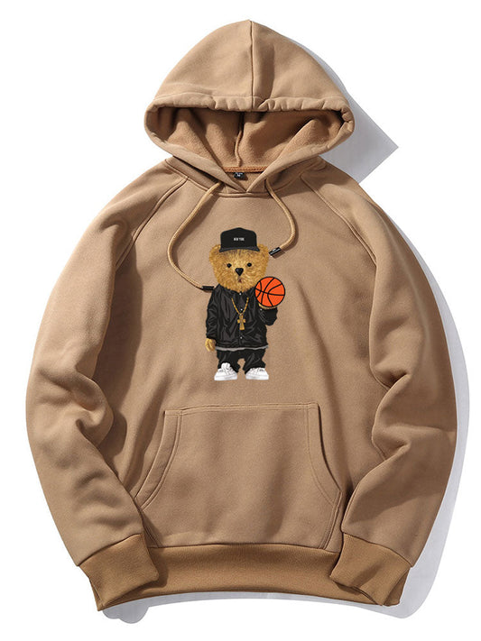 Basketball Bear Print Hoodie - Naturzy