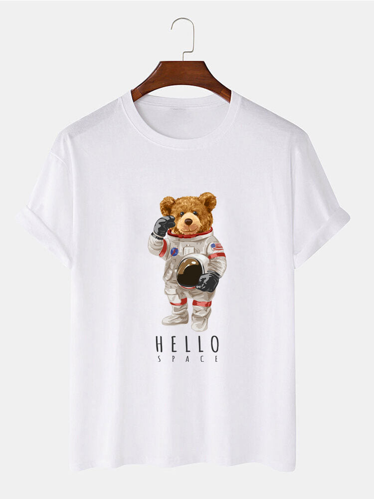 Astronaut Bear Print T-Shirt - Naturzy