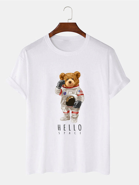Astronaut Bear Print T-Shirt - Naturzy