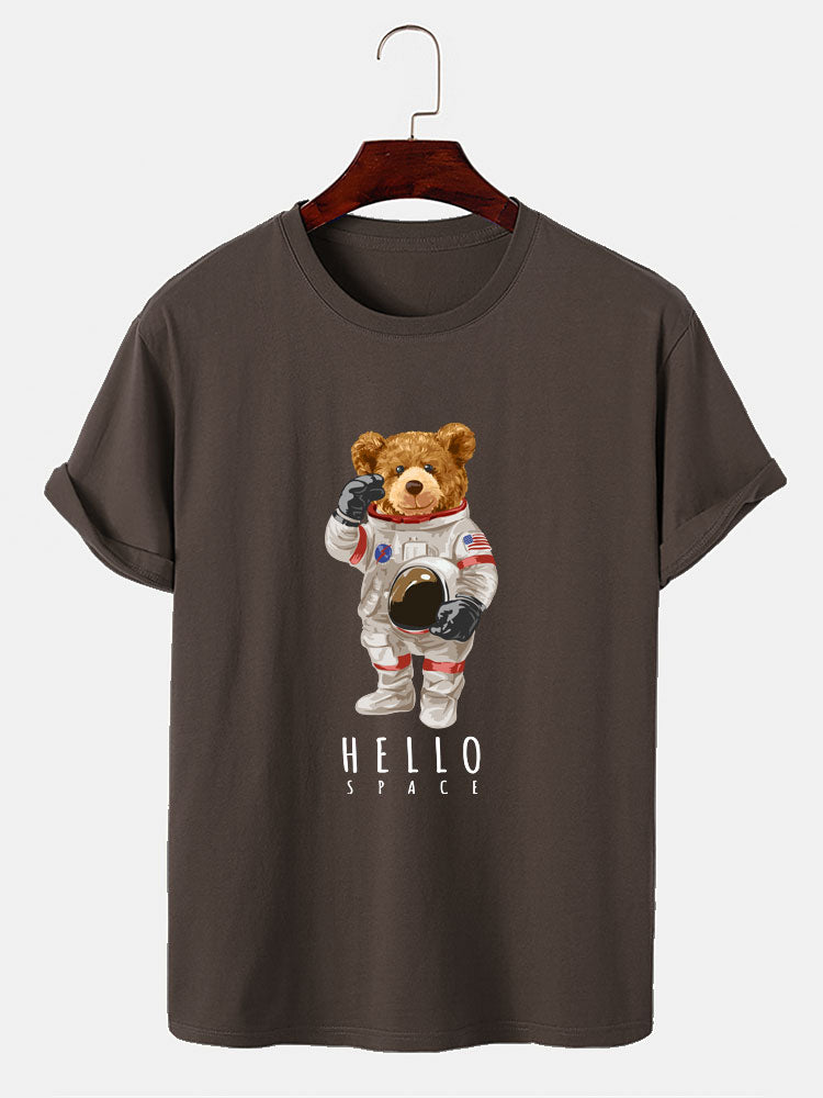 Astronaut Bear Print T-Shirt - Naturzy
