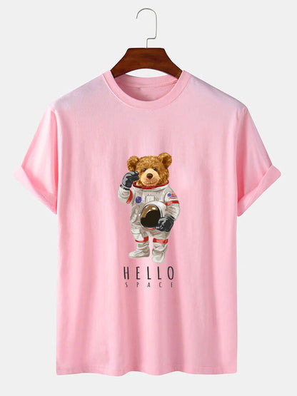 Astronaut Bear Print T-Shirt - Naturzy