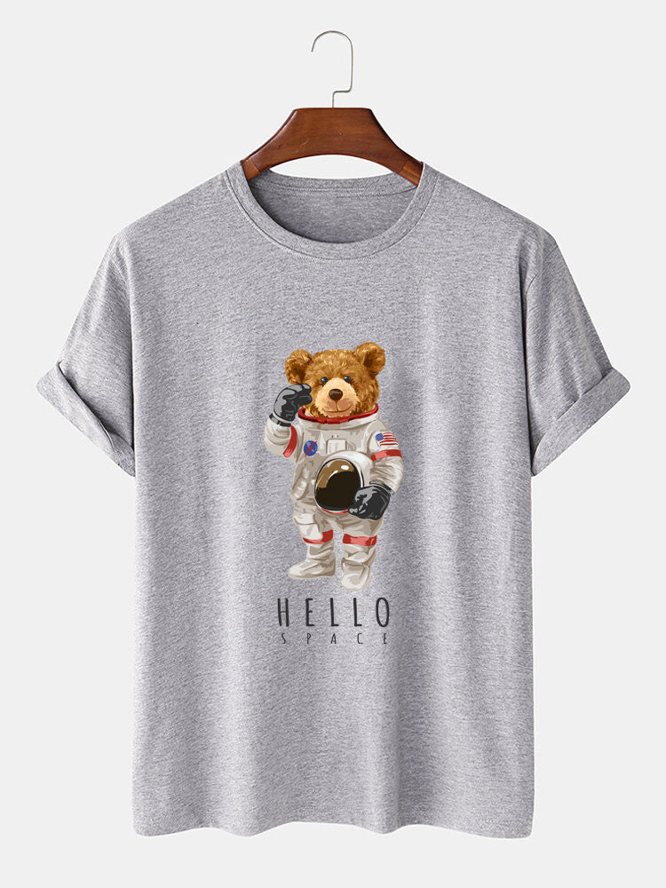 Astronaut Bear Print T-Shirt - Naturzy