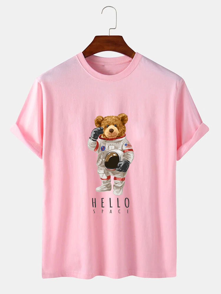Astronaut Bear Print T-Shirt - Naturzy