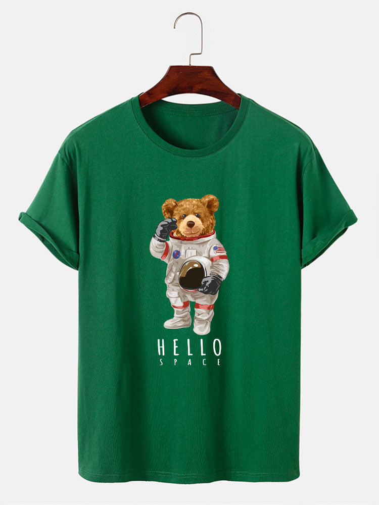 Astronaut Bear Print T-Shirt - Naturzy