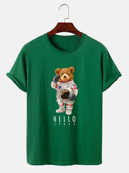 Astronaut Bear Print T-Shirt - Naturzy