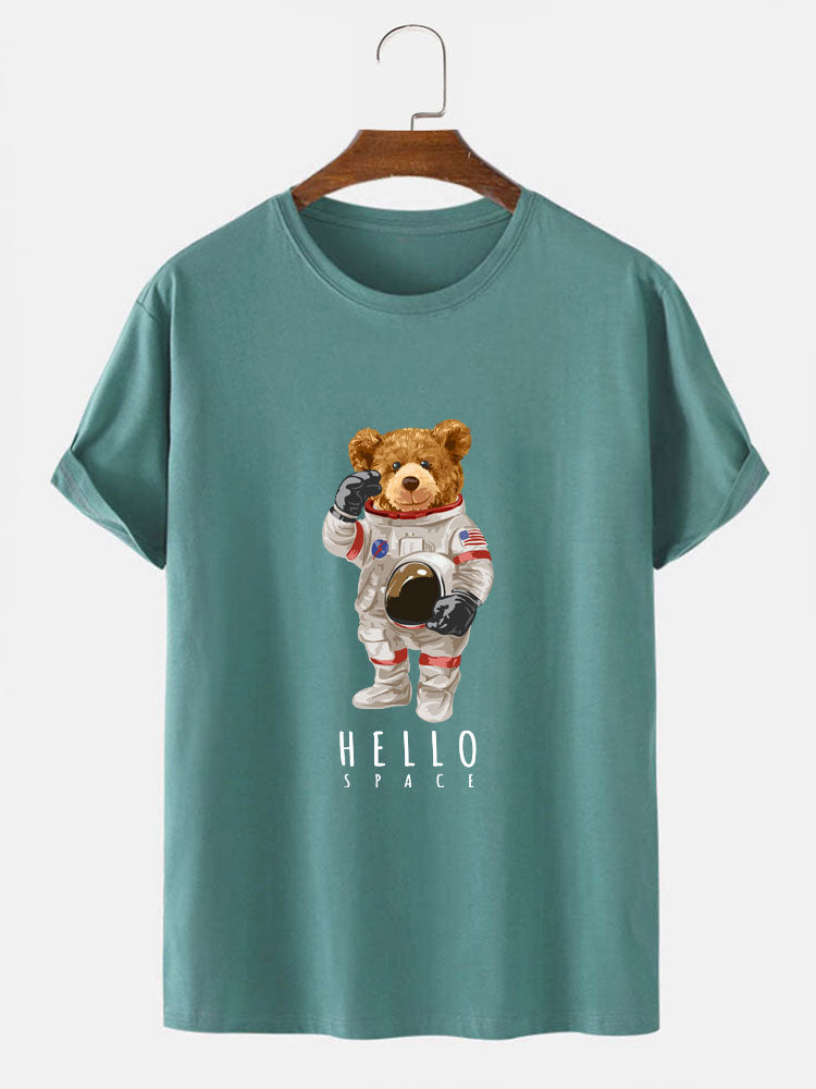 Astronaut Bear Print T-Shirt - Naturzy