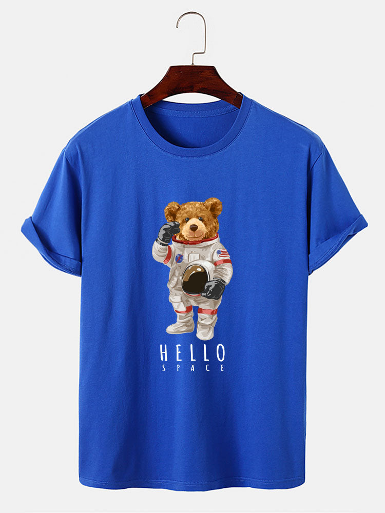 Astronaut Bear Print T-Shirt - Naturzy