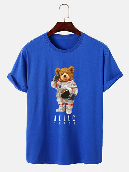 Astronaut Bear Print T-Shirt - Naturzy